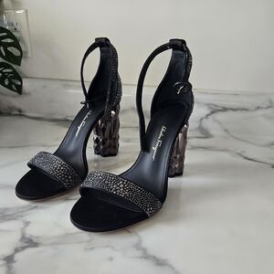 Salvatore Ferragamo Black and Silver Heels